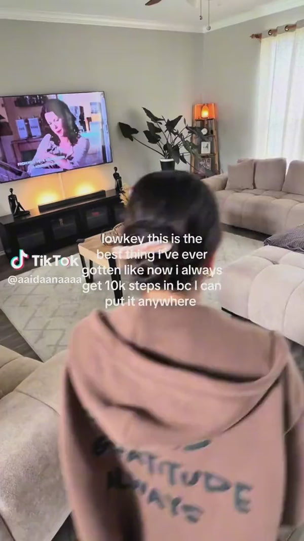 Walking on the pad in a living room